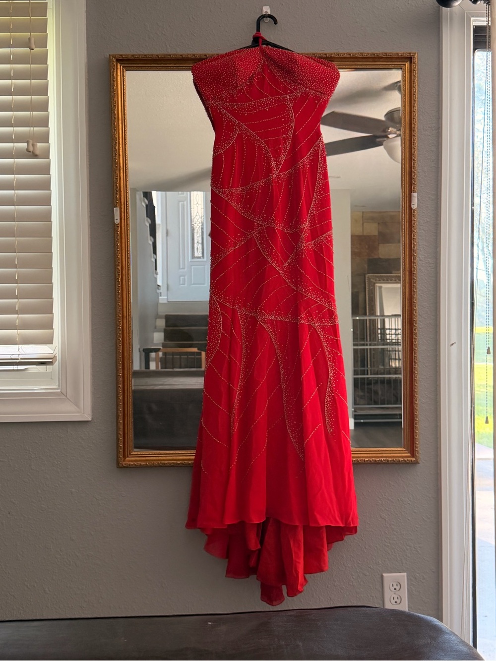 Milano Red Beaded Prom Gown